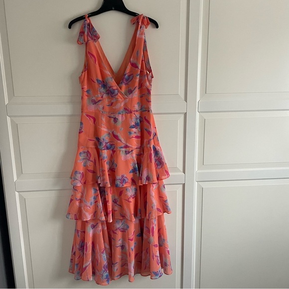 New! Wayf Alma Orange Floral Print Sleeveless Tiered Maxi Dress NWT 1705 - Picture 3 of 11